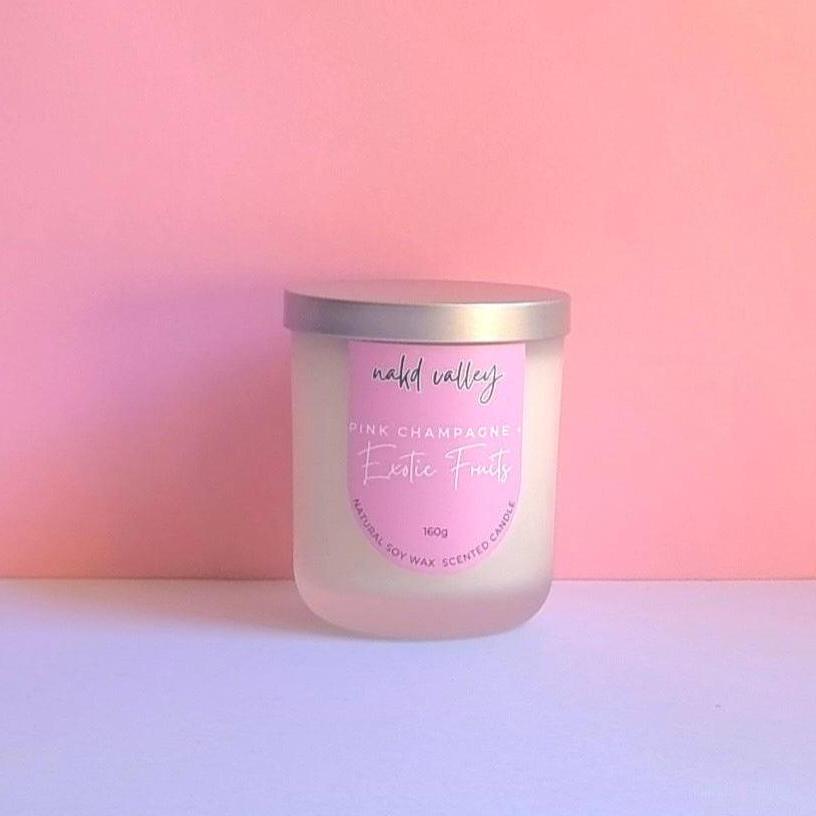 Scented Soy Candle Pink Champagne + Exotic Fruits