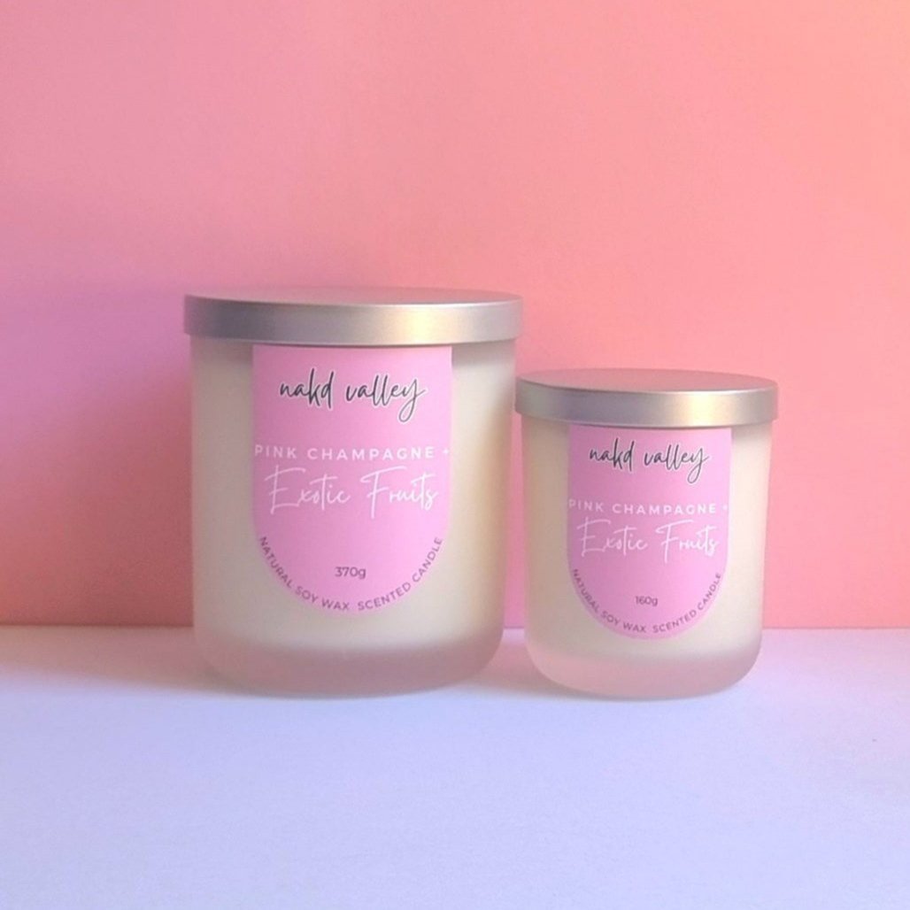 Scented Soy Candle Pink Champagne + Exotic Fruits